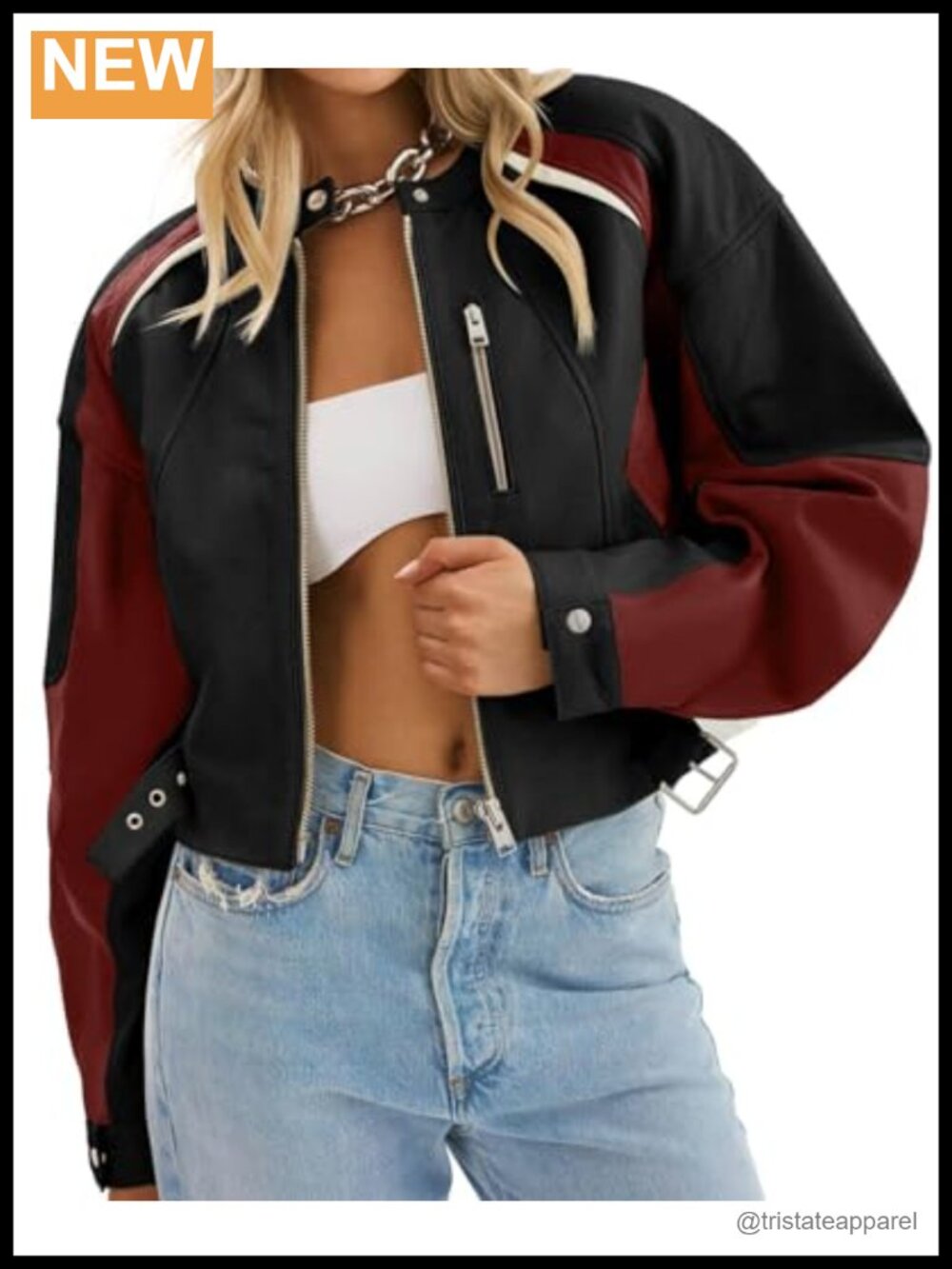 Womens Faux Leather Bomber Jackets Cropped Moto Biker Coats